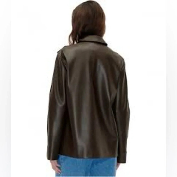 NEW Stine Goya Straight Sleeve Faux Leather Jacket in Chocolate Brown | size XS - Picture 2 of 10